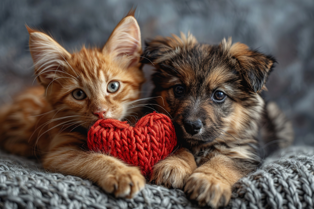cute kitten and puppy