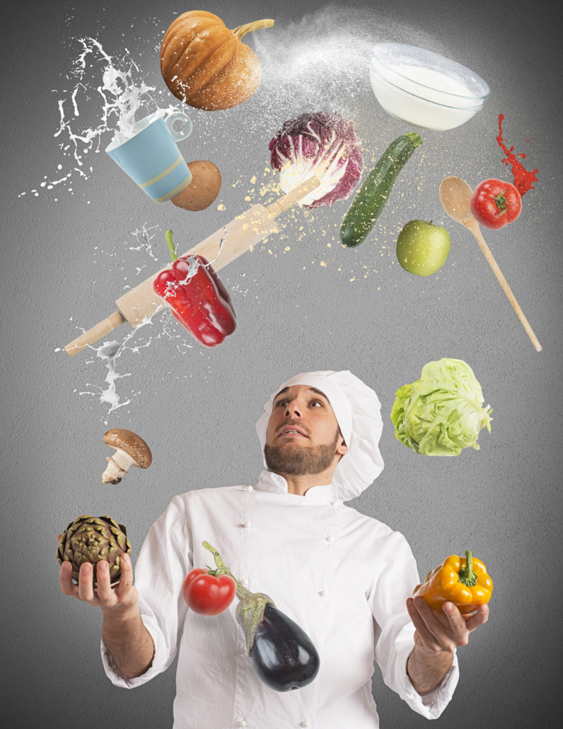 Playful chef likes to juggle while cooking